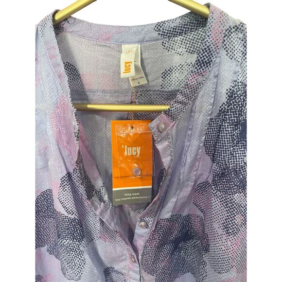 Lucy Floral Top M – Henley, Cotton, 3/4 Sleeve, NWT - Picture 4 of 9